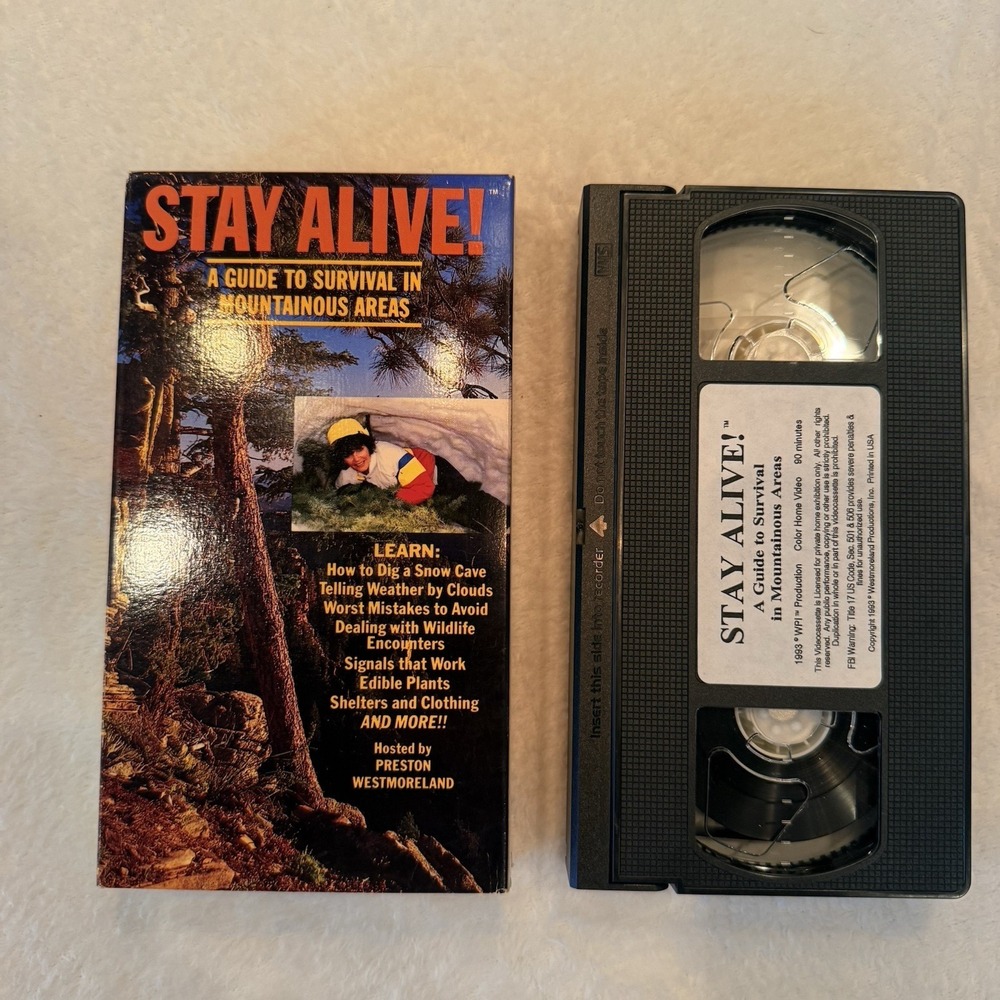 VHS Stay Alive! A Guide To Survival In Mountainous Areas 1993 Westmoreland Vtg